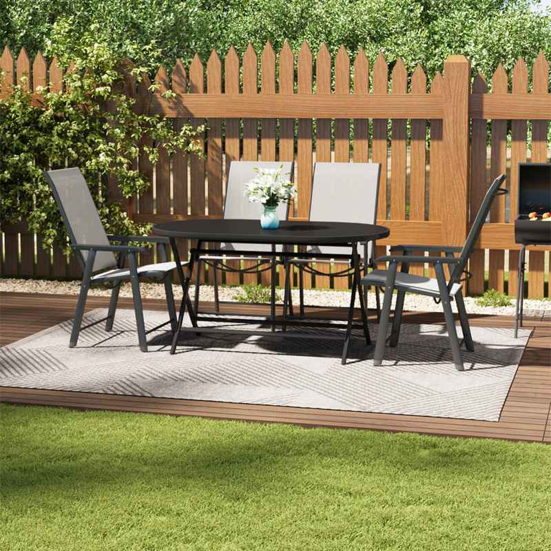 140x80cm Outdoor Folding Table with Umbrella Hole