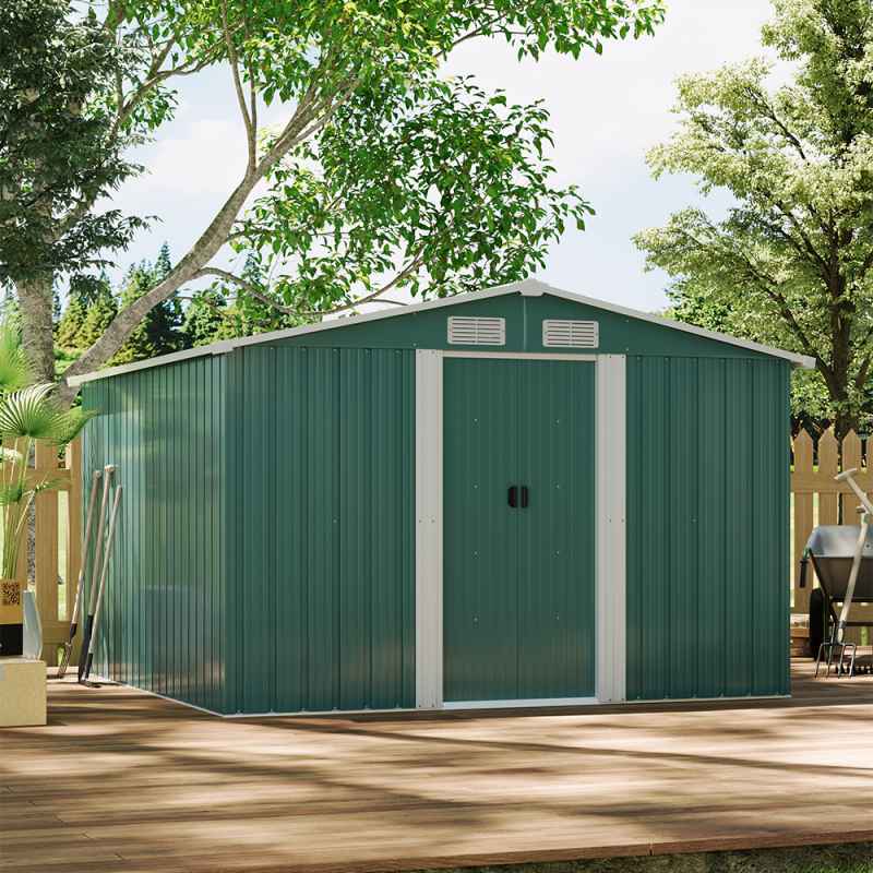 Living and Home 8x8FT Metal Garden Storage Shed with Sliding Door