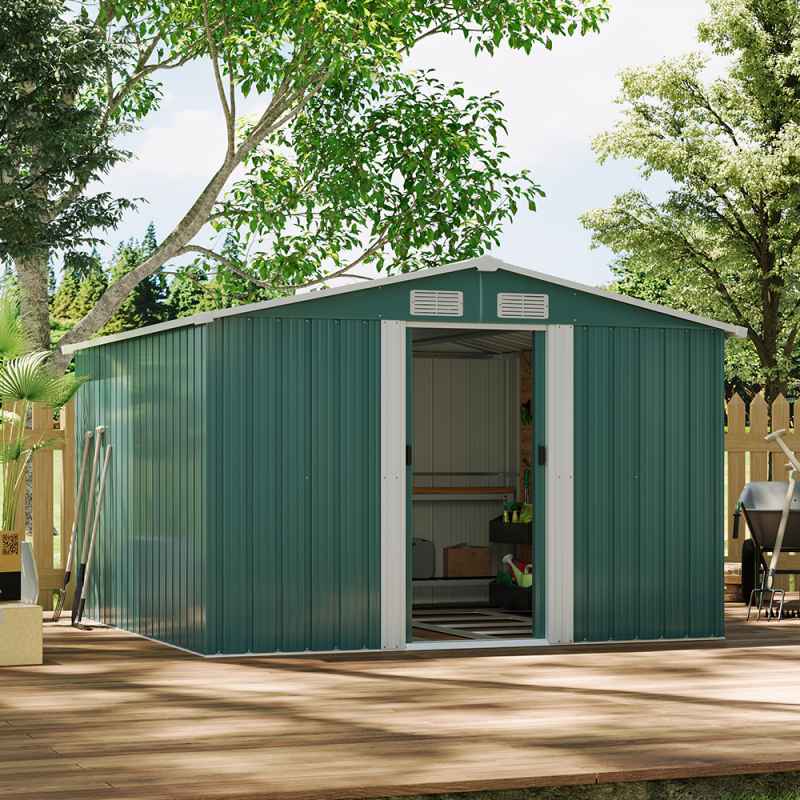 Living and Home 8x8FT Metal Garden Storage Shed with Sliding Door