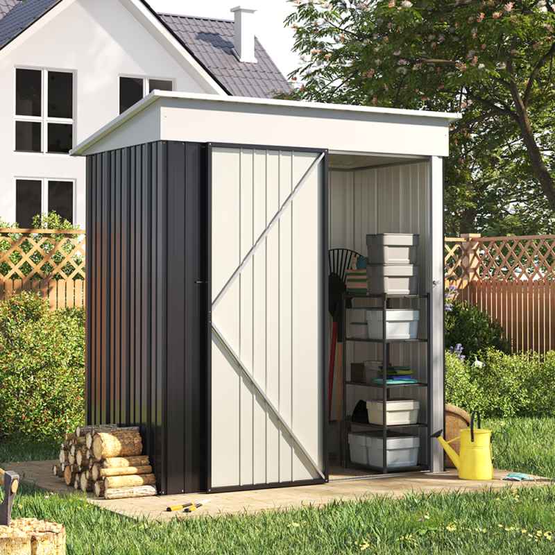 Living and Home 3x5FT Outdoor Metal Garden Storage Shed with Shelves