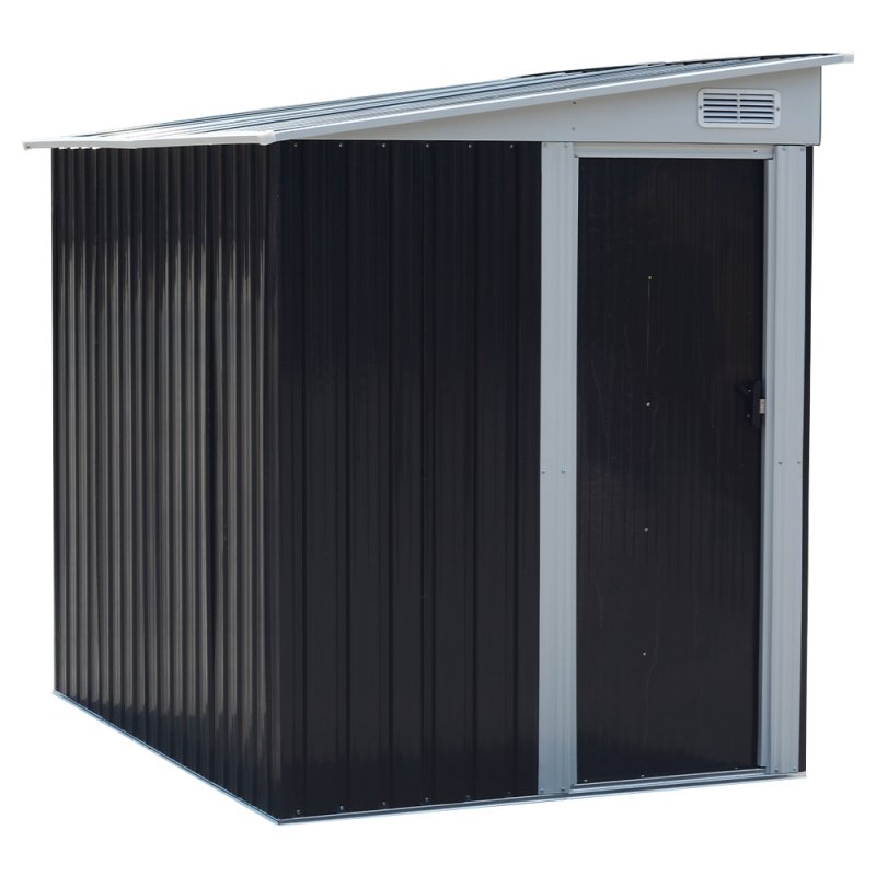 Living and Home 5 x 7FT Sliding Door Pent Roof Garden Tool Shed Outdoor Patio Storage House, Charcoal Black