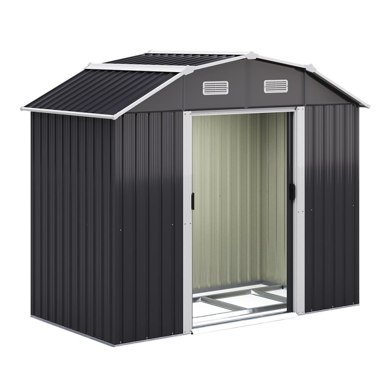 Living and Home Large Galvanized Steel Acrylic Storage Shed, Charcoal Black