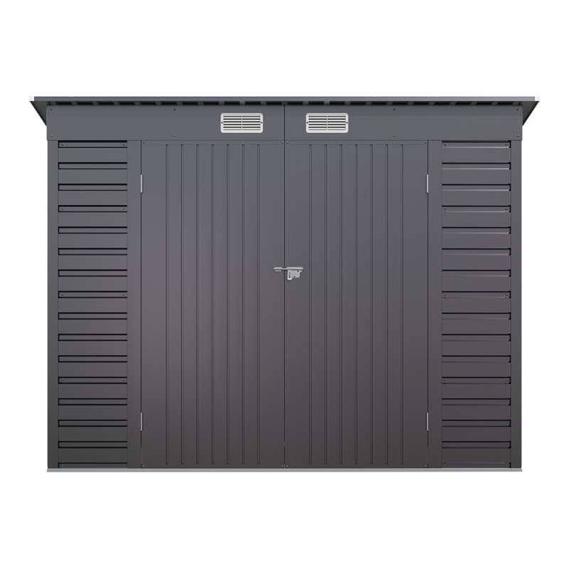 Living and Home 182.6cm H Outdoor Galvanized Steel Storage Shed with Dual Doors, Grey