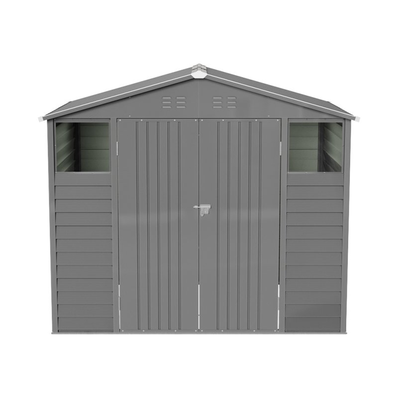 Living and Home 8.1x5.7FT Metal Apex Roof Garden Tool Shed, Grey