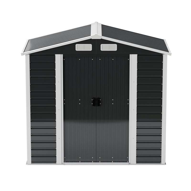 Living and Home 4X7FT Outdoor Metal Garden Storage Shed, Charcoal Black