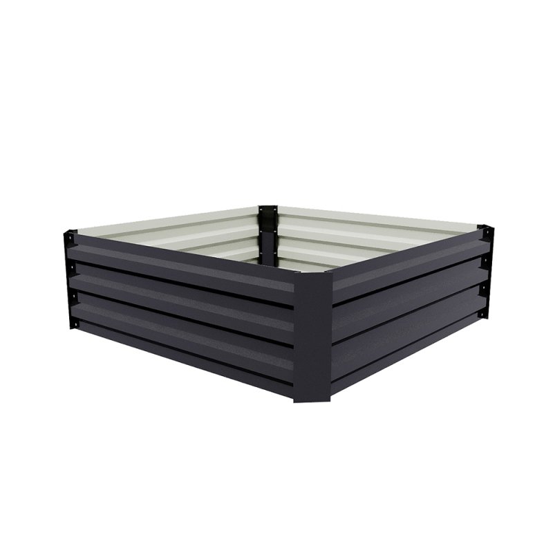 Living and Home Anthracite Galvanised Steel Raised Garden Bed, 100cm W x 100cm D x 30cm H