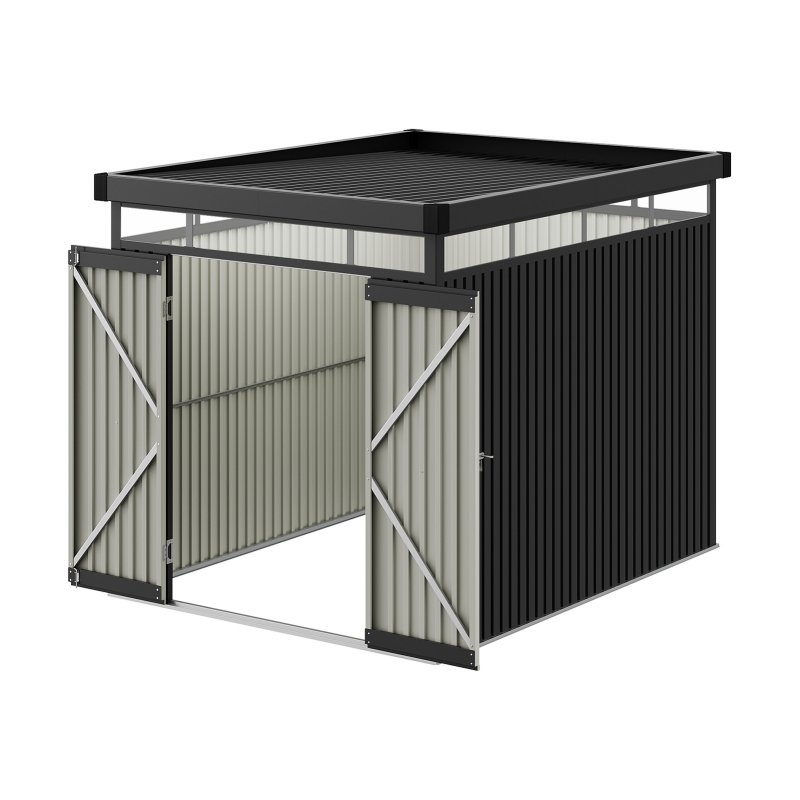 Living and Home 2 X 2.6 X 2M Metal Garden Tool Shed, Charcoal Black