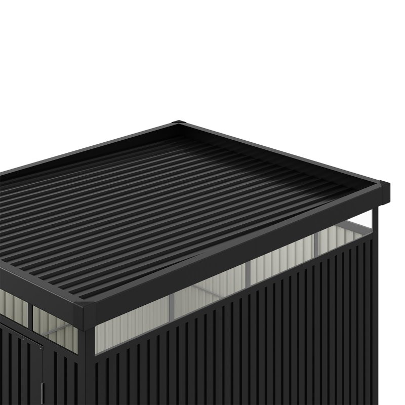 Living and Home 2 X 2.6 X 2M Metal Garden Tool Shed, Charcoal Black