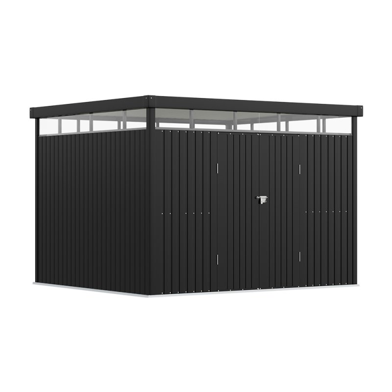 Living and Home 2.6x3x2m Charcoal Black Galvanized Steel Storage Shed with Lockable Doors