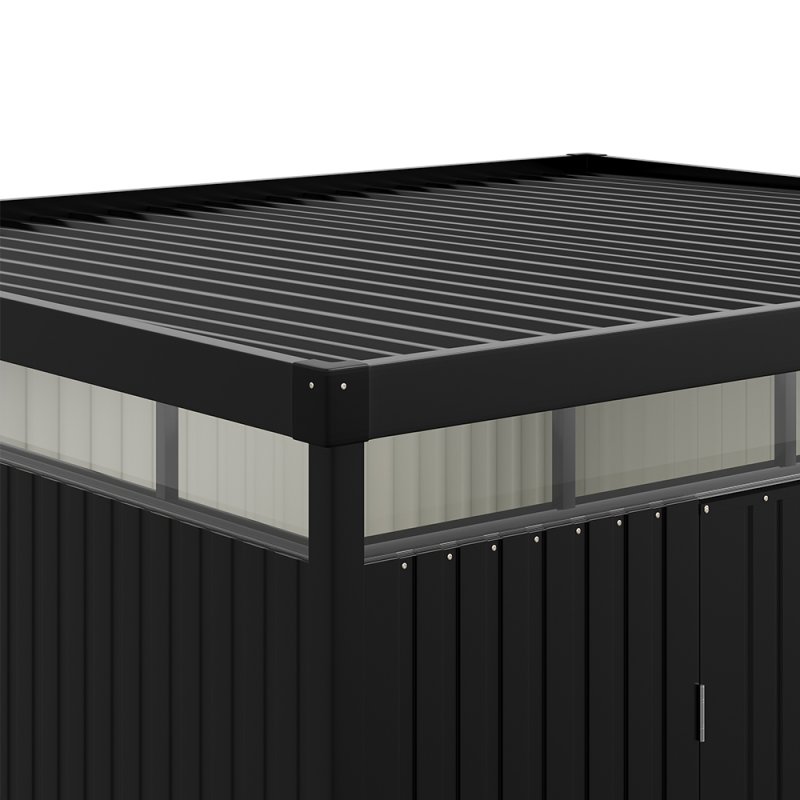 Living and Home 2.6x3x2m Charcoal Black Galvanized Steel Storage Shed with Lockable Doors