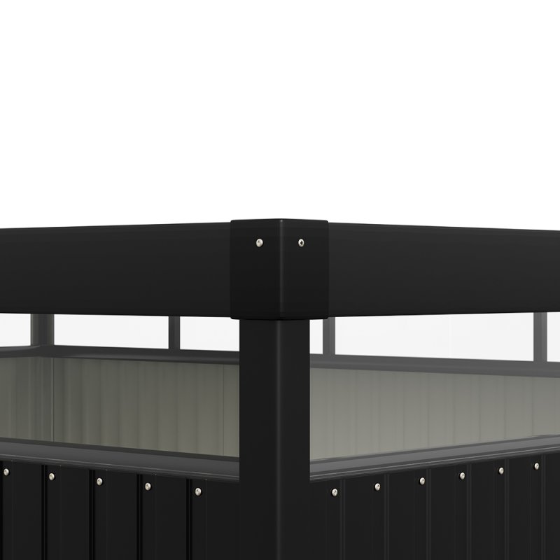 Living and Home 4x3x2m Charcoal Black Galvanized Steel Storage Shed with Lockable Doors