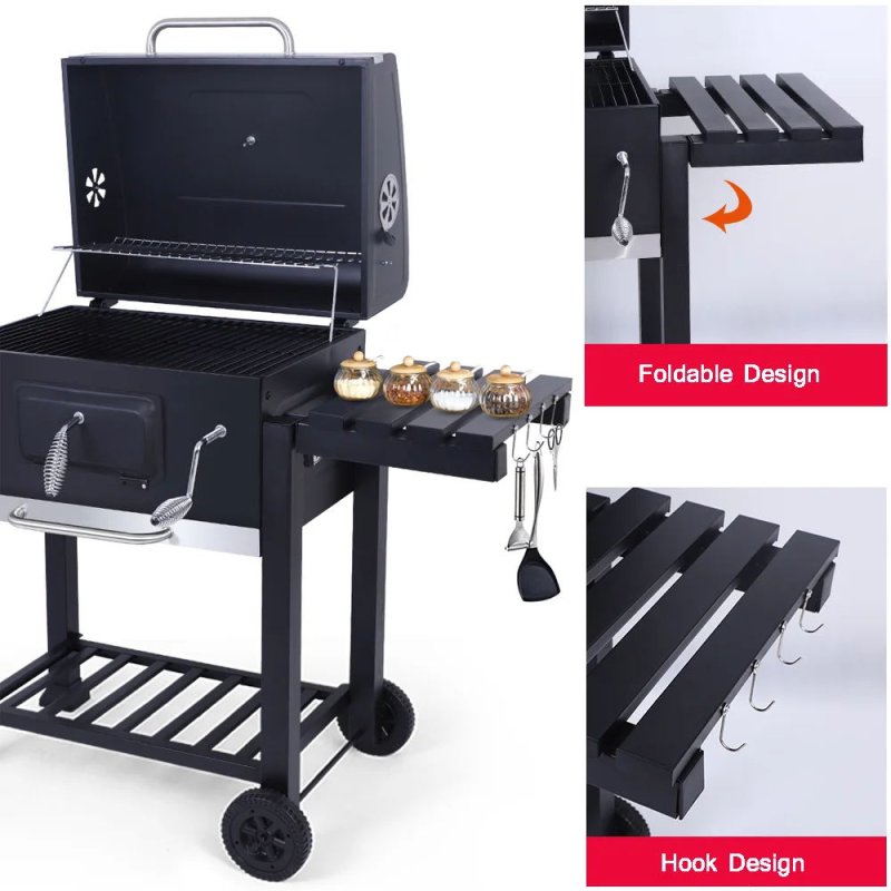 Living and Home Outdoor Portable Charcoal BBQ Grill Barbecue Trolley