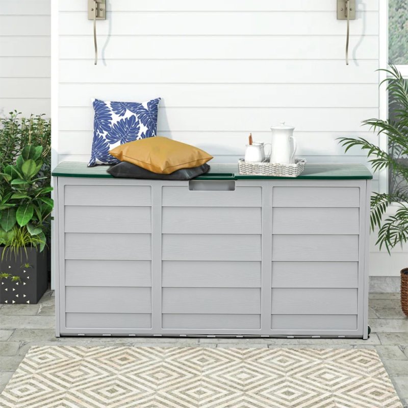 Living and Home 290L Plastic Outdoor Garden Storage Deck Box with Wheels