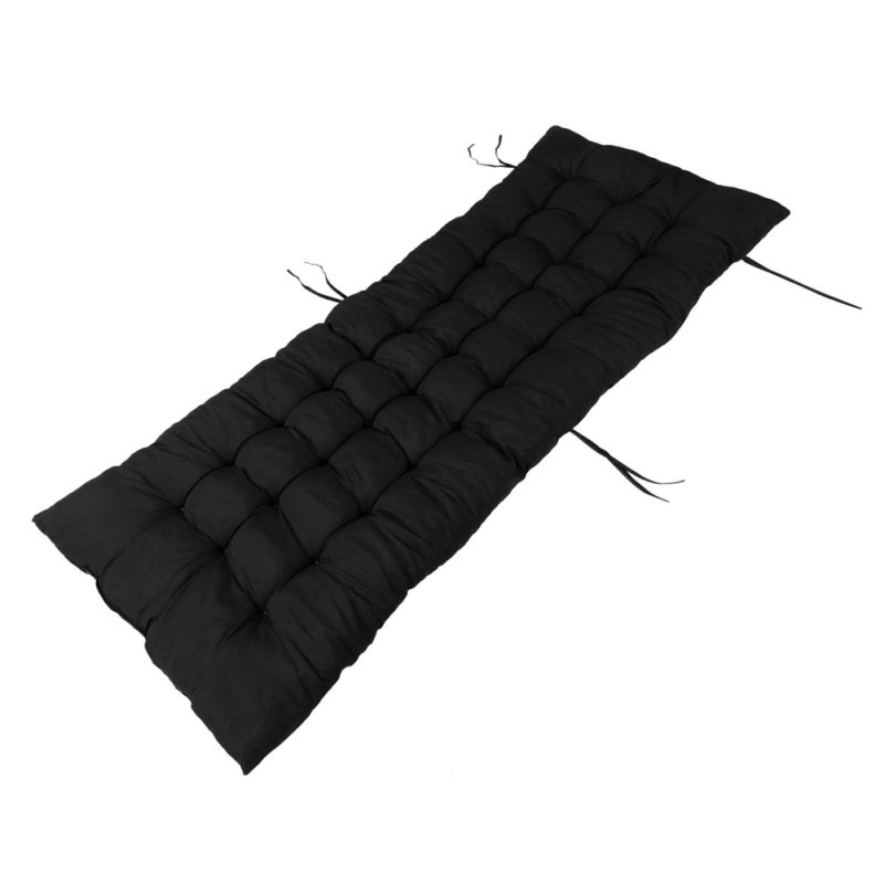 Living and Home Non-slip Sun Lounger Cushion for Garden Patio Black, 160cm(W) x 50cm(D)