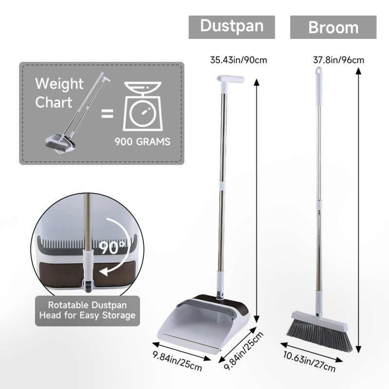 Living and Home Folding Broom and Dustpan Set