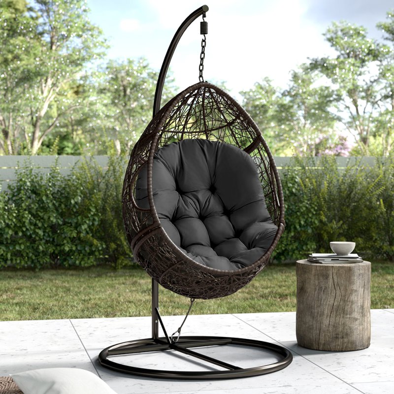 Living and Home 108 x 80cm Thick Hanging Chair Cushion Black (without chair)