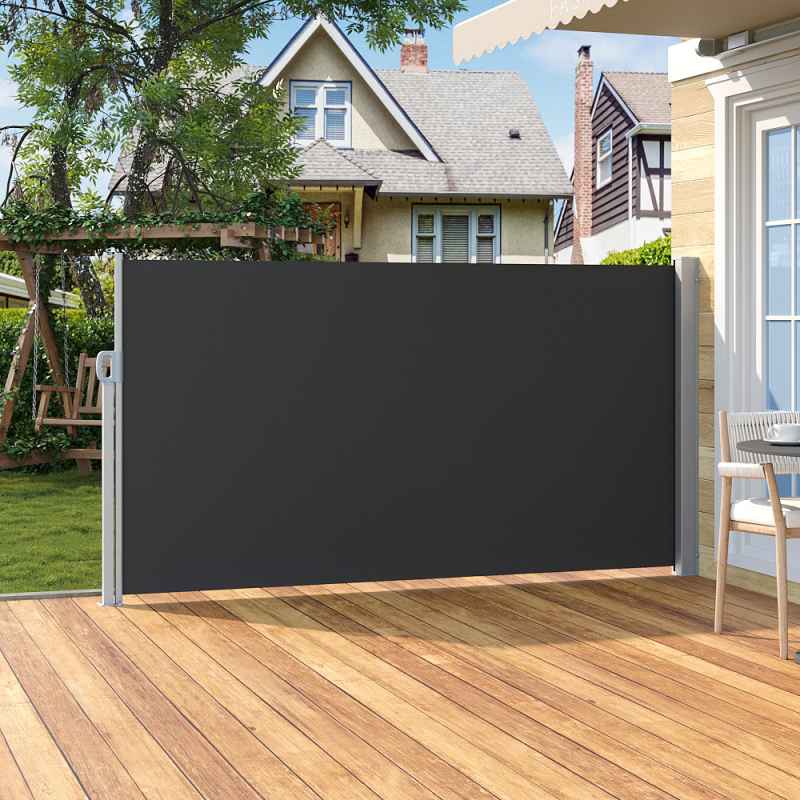 Living and Home 300cm L x 160cm W Grey Outdoor Retractable Privacy Side Awning