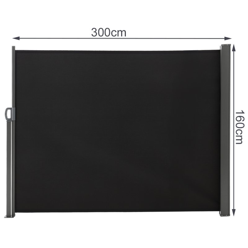 Living and Home 300cm L x 160cm W Grey Outdoor Retractable Privacy Side Awning