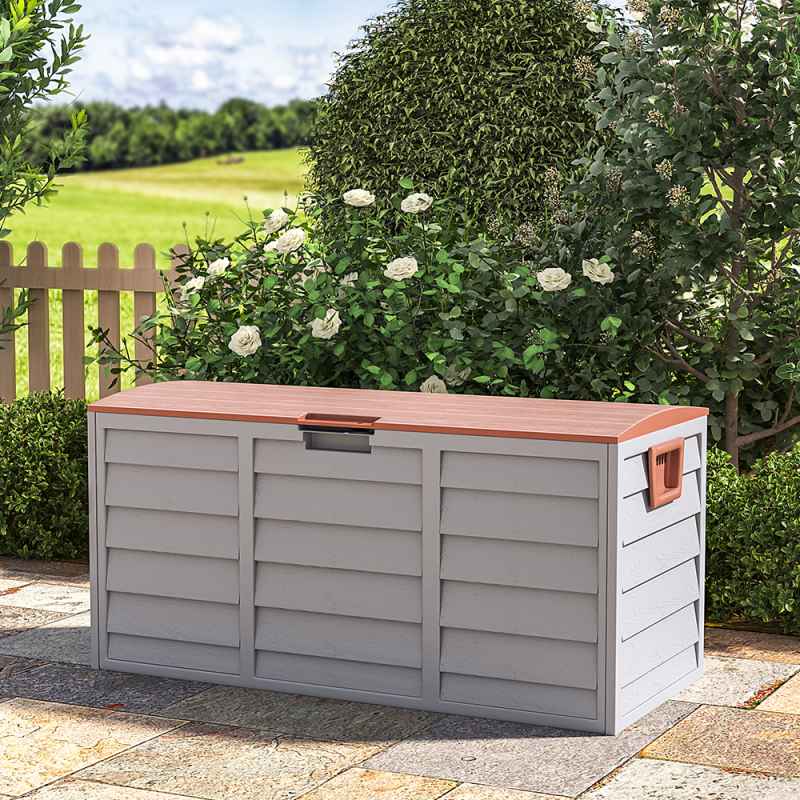 Livingand Home 290L Waterproof Large Plastic Garden Storage Box with Wheels