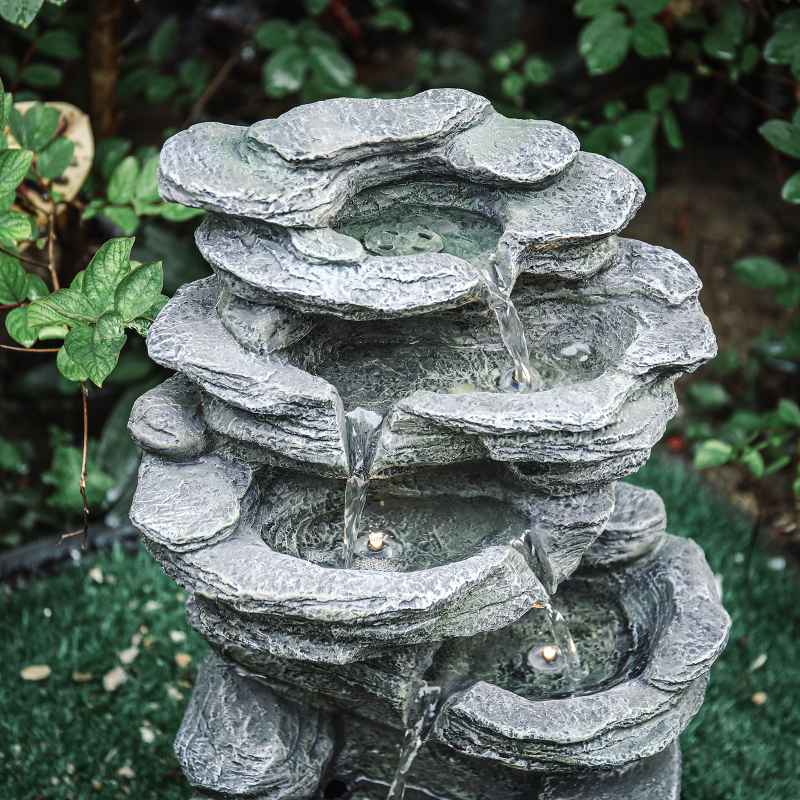 Living and Home Garden Water Feature Outdoor LED Waterfall Electric Fountain Rockery Decor