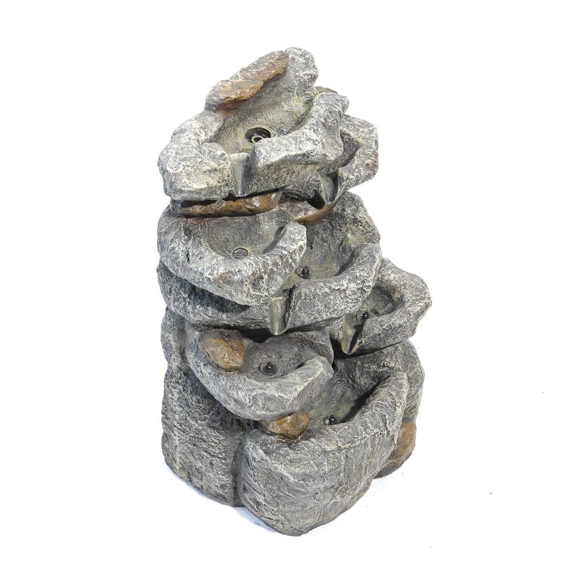 Living and Home Water Feature Outdoor LED Waterfall Electric Fountain Rockery Garden Decor