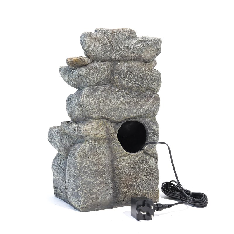 Living and Home Water Feature Outdoor LED Waterfall Electric Fountain Rockery Garden Decor