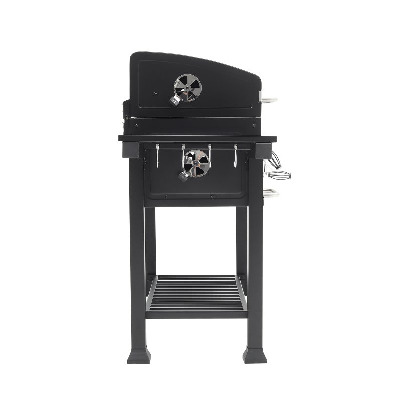 Living and Home Portable Outdoor Charcoal BBQ Grill with Side Shelves