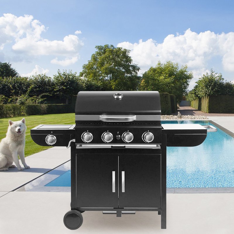 Living and Home 5-Burner Outdoor Gas Burner with Side Burner Gas Gill