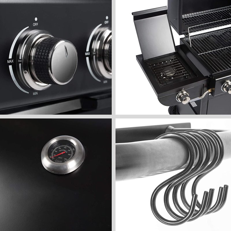 Living and Home 5-Burner Outdoor Gas Burner with Side Burner Gas Gill
