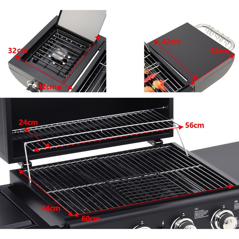Living and Home 5-Burner Outdoor Gas Burner with Side Burner Gas Gill