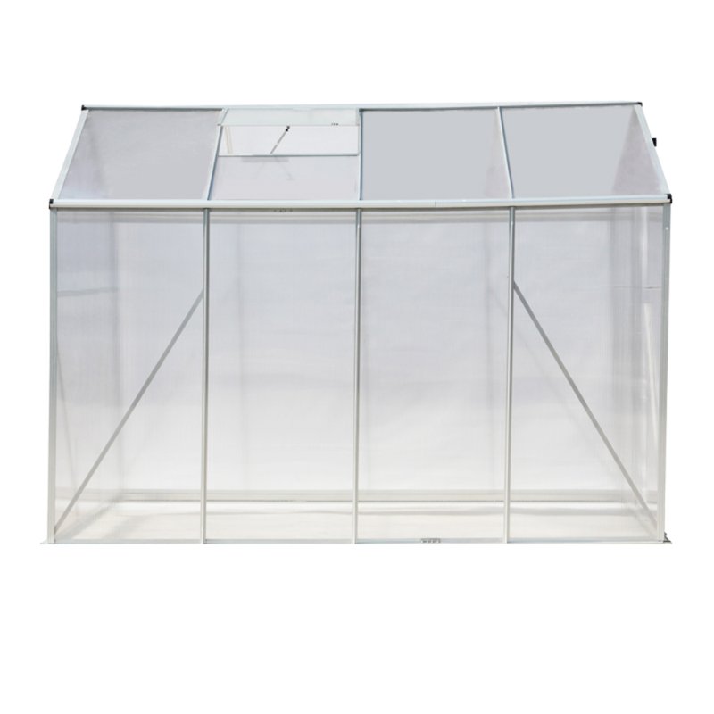 Living and Home 8ft × 6ft Aluminium Hobby Greenhouse with Window Opening and Sliding Door