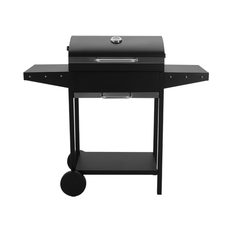 Living and Home Outdoor Carbon Steel Garden Charcoal Grill with Shelf and Wheels