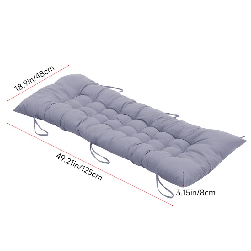 Living and Home Grey Non-slip Sun Lounger Cushion for Garden Patio, 125cm(W) x 48cm(D)