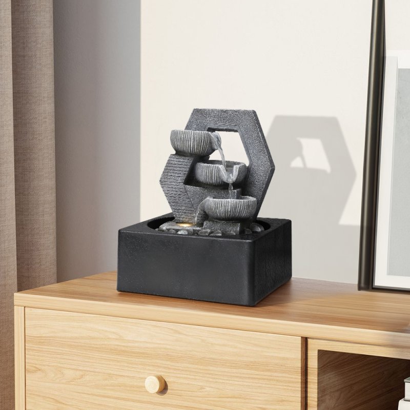 Living and Home Cascade Tabletop Fountain Water Feature with LED Light