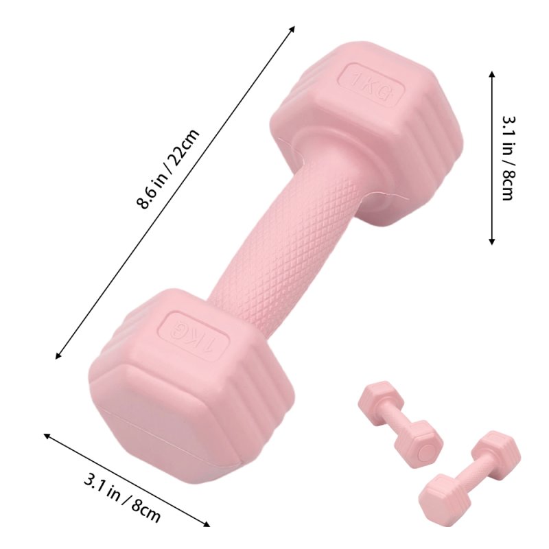 Living and Home Pair of 1kg Hex Dumbbells with Non-slip Grip