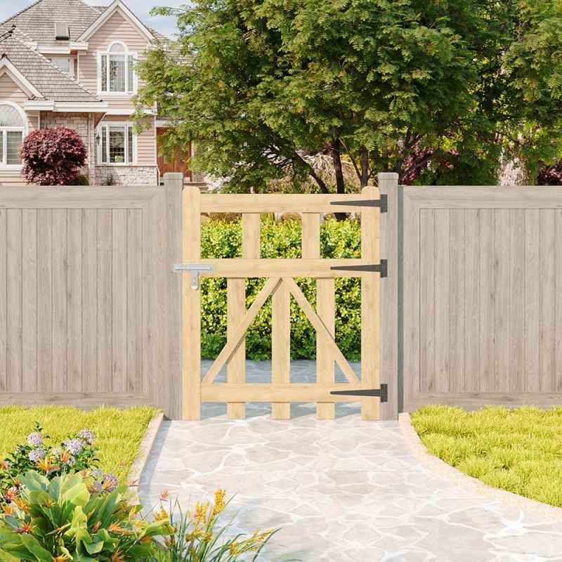 Living and Home 2.5x3ft Outdoor Wooden Garden Gate Fence Door
