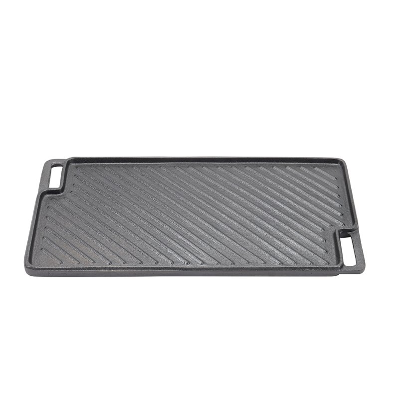 Living and Home Black Cast Iron Grill Pan, 46cm W x 26cm D x 1.5cm H