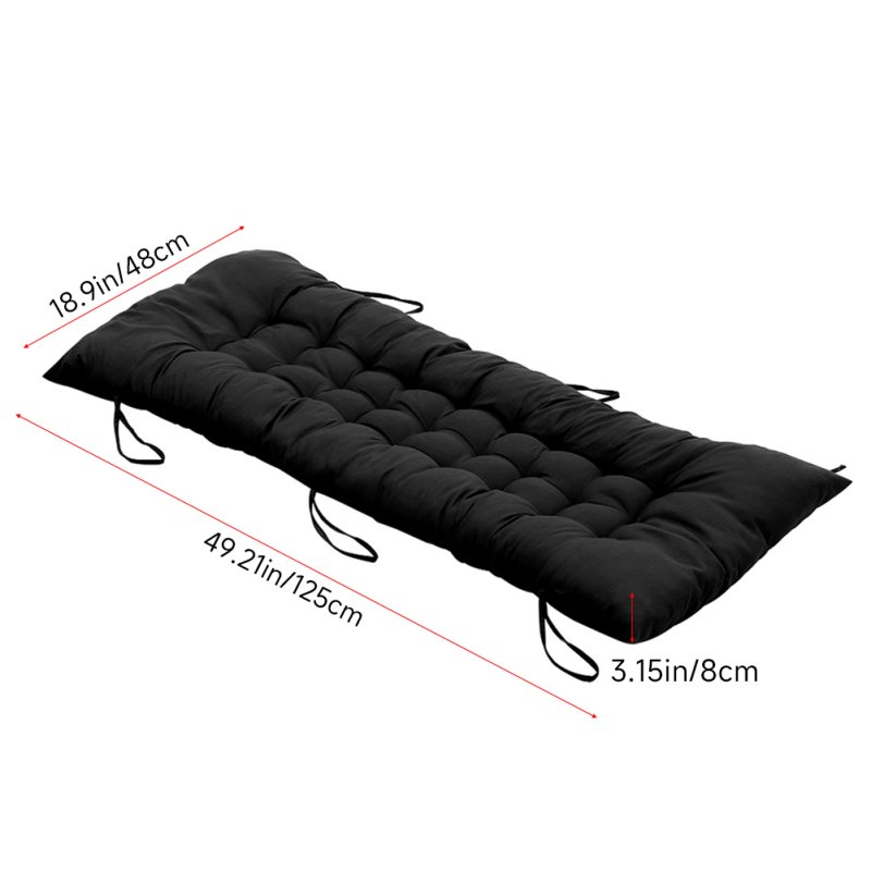 Living and Home Black Non-slip Sun Lounger Cushion for Garden Patio, 125cm(W) x 48cm(D)