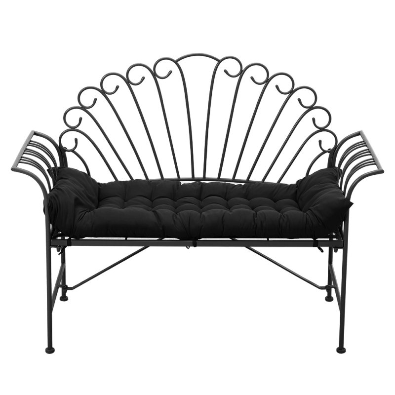 Living and Home Black Non-slip Sun Lounger Cushion for Garden Patio, 125cm(W) x 48cm(D)