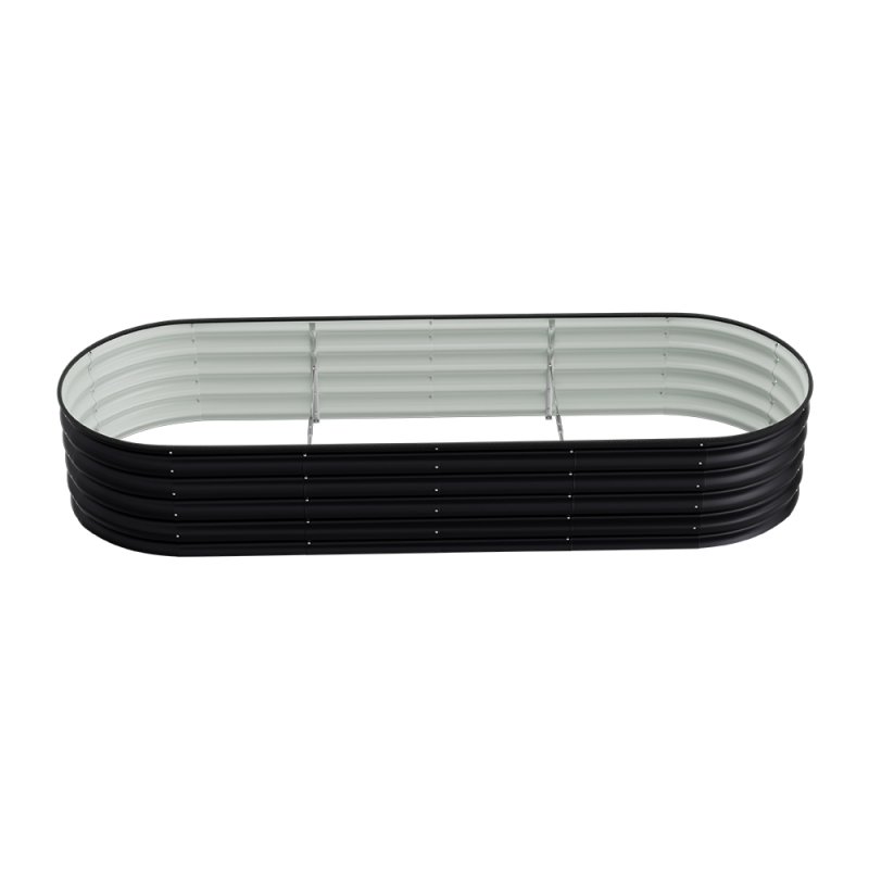 Living and Home Anthracite Oval-Shaped Galvanized Steel Raised Garden Bed, 240cm W x 80cm D x 42cm H