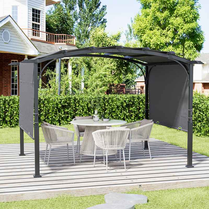 Retractable Arc-Shaped Steel Pergola 360cm W x 283cm D x  227cm H
