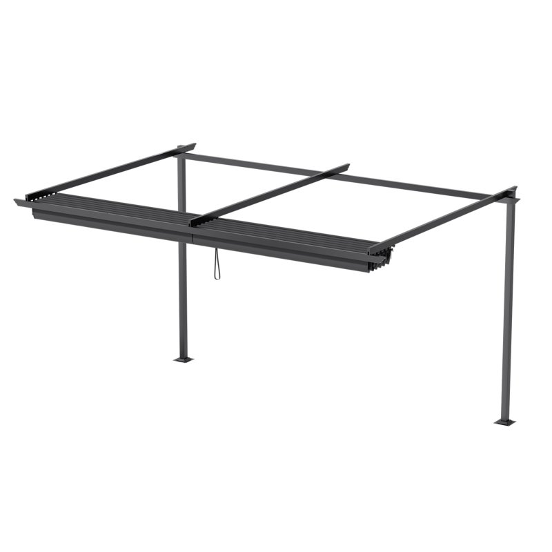 10 x 10FT Outdoor Lean To Retractable Pergola with Canopy