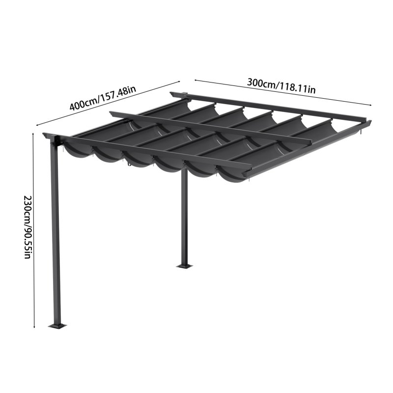 10 x 13FT Outdoor Lean To Pergola with Canopy