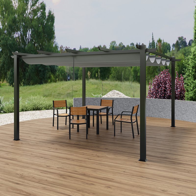 13x13ft Aluminium Pergola with Retractable Roof