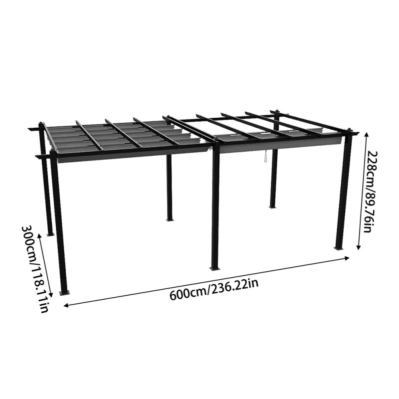 10x20ft Aluminium Pergola with Retractable Roof