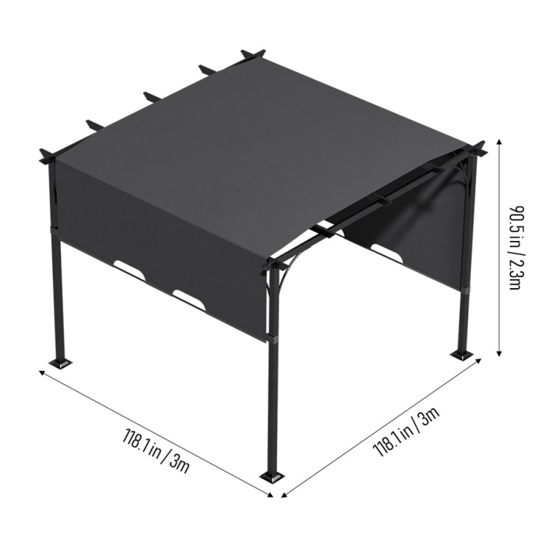 3x3m Outdoor Pergola with Adjustable Canopy