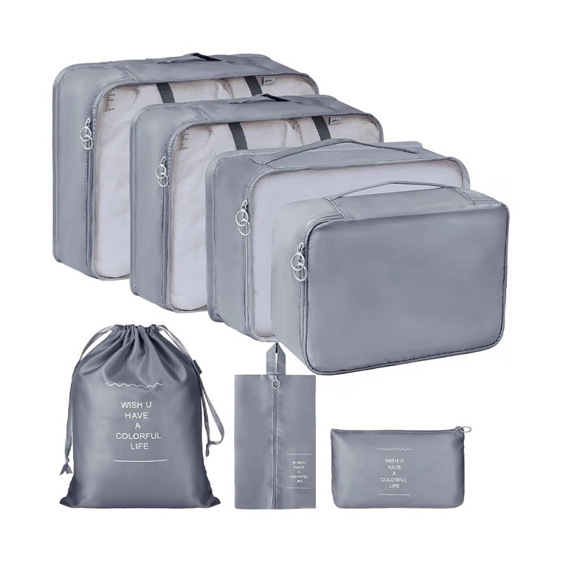 Living and Home 7Pcs Travel Luggage Packing Cubes Clothes Organiser Set, Grey