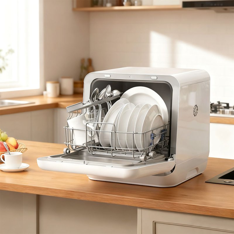 Living and Home 5L Countertop Dishwasher with 6 Wash Programs, Drying Function, Steam Sterilization