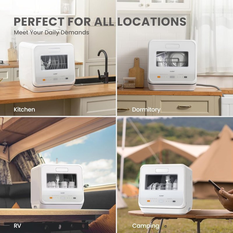 Living and Home 5L Countertop Dishwasher with 6 Wash Programs, Drying Function, Steam Sterilization