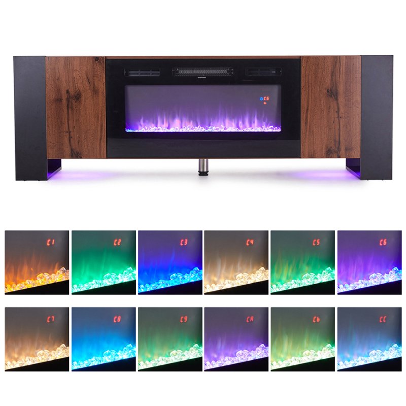 Living and Home Recessed Electric Fireplace TV Stand with Remote Control